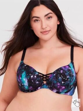 Torrid Curve 46D with Celestial Print & 'XOXO' Push Up Plunge Lattice Front